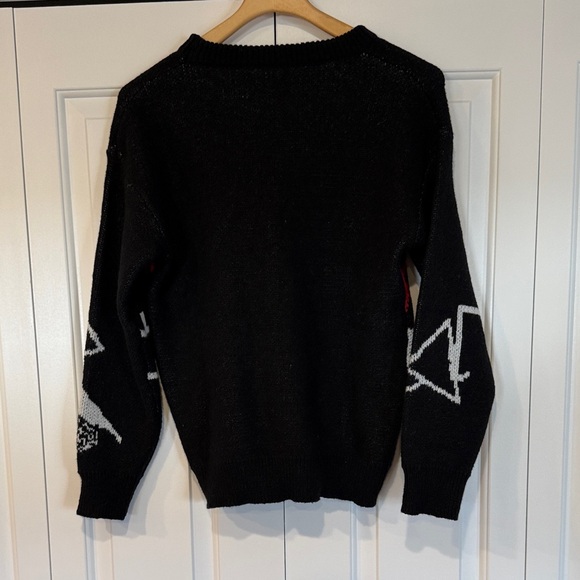 Men's Black and Red Graphic Crewneck Sweater - Picture 6 of 7